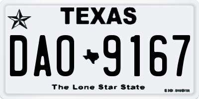TX license plate DAO9167