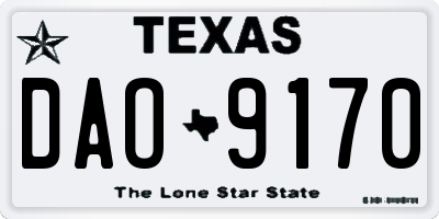 TX license plate DAO9170