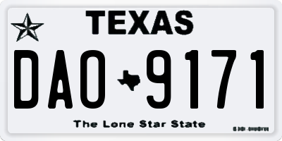 TX license plate DAO9171