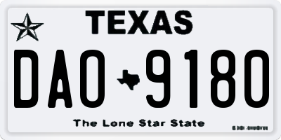 TX license plate DAO9180