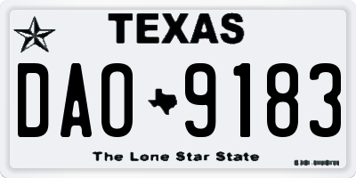 TX license plate DAO9183