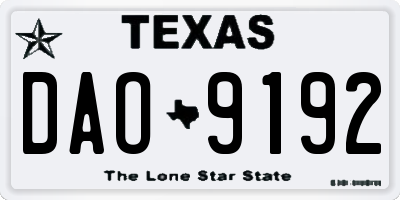 TX license plate DAO9192