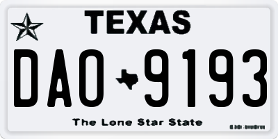 TX license plate DAO9193