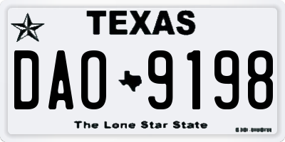 TX license plate DAO9198