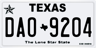 TX license plate DAO9204