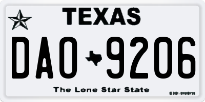TX license plate DAO9206
