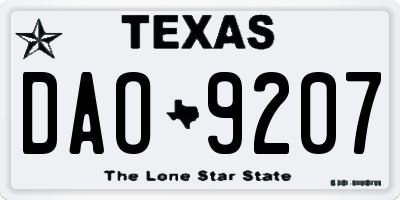 TX license plate DAO9207
