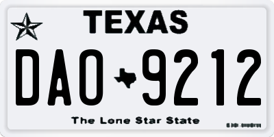 TX license plate DAO9212