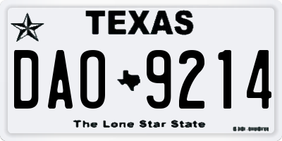 TX license plate DAO9214