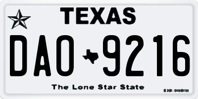 TX license plate DAO9216