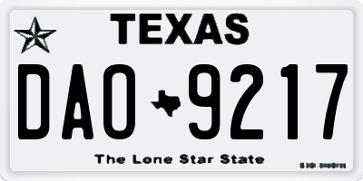 TX license plate DAO9217