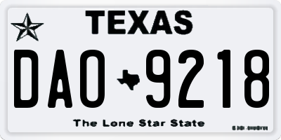 TX license plate DAO9218