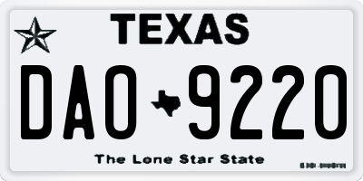TX license plate DAO9220