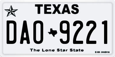 TX license plate DAO9221