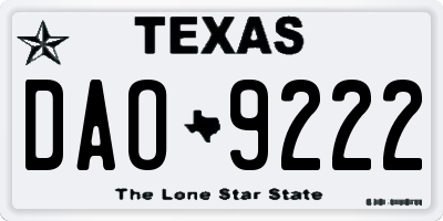 TX license plate DAO9222