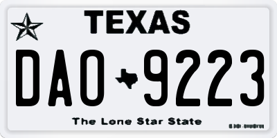 TX license plate DAO9223