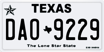 TX license plate DAO9229