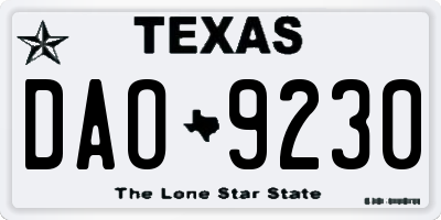 TX license plate DAO9230