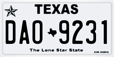 TX license plate DAO9231