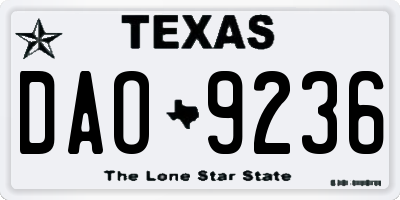 TX license plate DAO9236