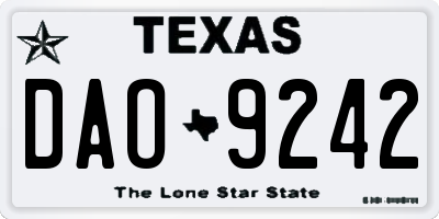 TX license plate DAO9242