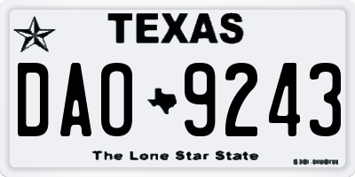 TX license plate DAO9243