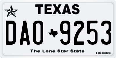 TX license plate DAO9253