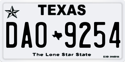 TX license plate DAO9254