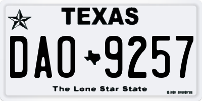 TX license plate DAO9257