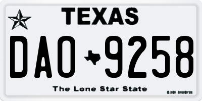 TX license plate DAO9258