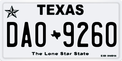 TX license plate DAO9260