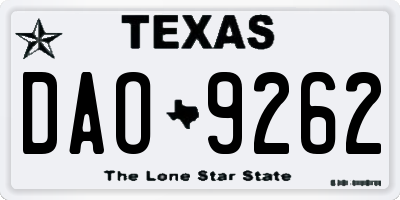 TX license plate DAO9262