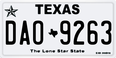 TX license plate DAO9263