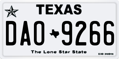 TX license plate DAO9266