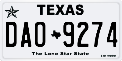 TX license plate DAO9274