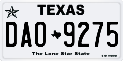 TX license plate DAO9275