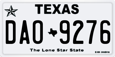 TX license plate DAO9276