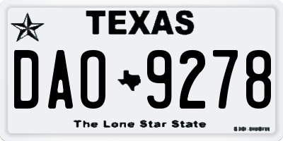 TX license plate DAO9278