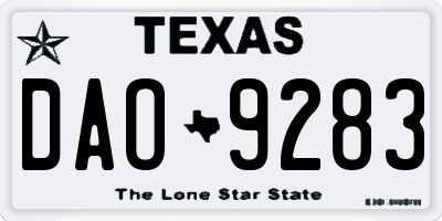 TX license plate DAO9283