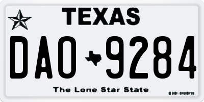 TX license plate DAO9284