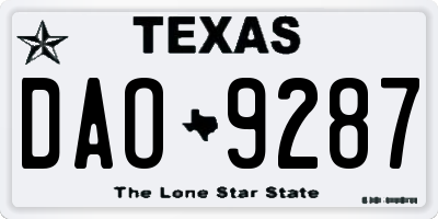 TX license plate DAO9287