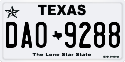 TX license plate DAO9288