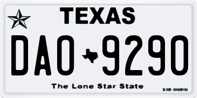 TX license plate DAO9290