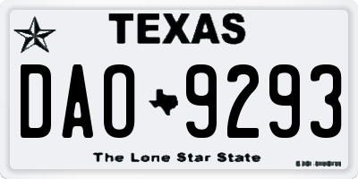 TX license plate DAO9293