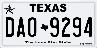 TX license plate DAO9294