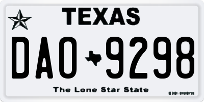 TX license plate DAO9298