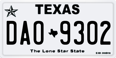 TX license plate DAO9302