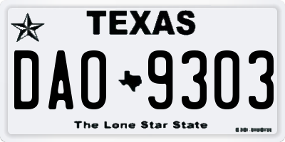 TX license plate DAO9303