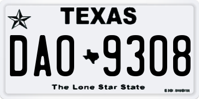 TX license plate DAO9308
