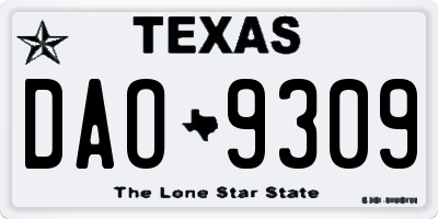 TX license plate DAO9309